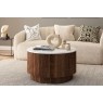 Harvard Reeded Mango Wood Storage Coffee Table with Marble Top