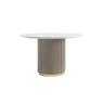 Isabella Reeded Mango Wood Round Dining Table with Marble Top