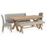 Normandy Chunky Country Oak Button Back Dining Sofa Bench in Grey Normandy Chunky Country Oak Button Back Dining Sofa Bench in Grey