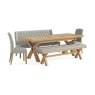 Normandy Chunky Country Oak Button Back Dining Sofa Bench in Grey