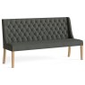 Normandy Chunky Country Oak Button Back Dining Sofa Bench in Charcoal