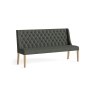 Normandy Chunky Country Oak Button Back Dining Sofa Bench in Charcoal