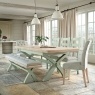 Salcombe Painted Oak Sage Green Cross-Leg Extending Dining Table Salcombe Painted Oak Sage Green Cross-Leg Extending Dining Table