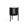 Soho Black Oak Slatted Story Side Table with Marble Top