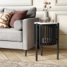 Soho Black Oak Slatted Story Side Table with Marble Top Soho Black Oak Slatted Story Side Table with Marble Top