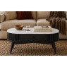 Soho Black Oak Slatted Oval Coffee Table with Marble Top Soho Black Oak Slatted Oval Coffee Table with Marble Top