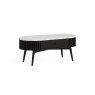 Soho Black Oak Slatted Oval Coffee Table with Marble Top
