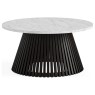 Soho Black Oak Slatted Round Coffee Table with Marble Top Soho Black Oak Slatted Round Coffee Table with Marble Top