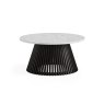 Soho Black Oak Slatted Round Coffee Table with Marble Top