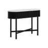 Soho Black Oak Slatted Oval Console Table with Marble Top Soho Black Oak Slatted Oval Console Table with Marble Top
