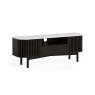 Soho Black Oak Slatted Small TV Unit with Marble Top Soho Black Oak Slatted Small TV Unit with Marble Top