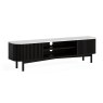 Soho Black Oak Slatted Large TV Unit with Marble Top