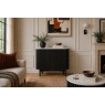 Soho Black Oak Slatted Cupboard with Marble Top