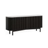 Soho Black Oak Slatted Large Sideboard with Marble Top