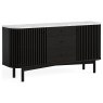 Soho Black Oak Slatted Sideboard with Drawers & Marble Top Soho Black Oak Slatted Sideboard with Drawers & Marble Top