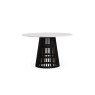 Soho Black Oak Slatted Round Dining Table with Marble Top
