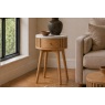 Soho Natural Oak Slatted Round Side Table with Marble Top