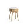 Soho Natural Oak Slatted Round Side Table with Marble Top