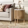 Soho Natural Oak Slatted Story Side Table with Marble Top Soho Natural Oak Slatted Story Side Table with Marble Top