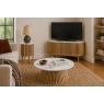 Soho Natural Oak Slatted Round Coffee Table with Marble Top