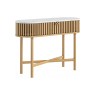 Soho Natural Oak Slatted Oval Console Table with Marble Top Soho Natural Oak Slatted Oval Console Table with Marble Top