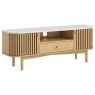 Soho Natural Oak Slatted Small TV Unit with Marble Top Soho Natural Oak Slatted Small TV Unit with Marble Top
