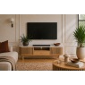 Soho Natural Oak Slatted Small TV Unit with Marble Top