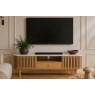 Soho Natural Oak Slatted Small TV Unit with Marble Top