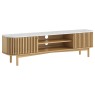 Soho Natural Oak Slatted Large TV Unit with Marble Top Soho Natural Oak Slatted Large TV Unit with Marble Top