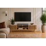 Soho Natural Oak Slatted Large TV Unit with Marble Top