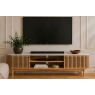 Soho Natural Oak Slatted Large TV Unit with Marble Top