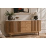 Soho Natural Oak Slatted Sideboard with Drawers & Marble Top Soho Natural Oak Slatted Sideboard with Drawers & Marble Top
