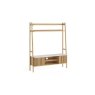 Soho Natural Oak Slatted 137cm Ladder TV Unit with Marble Top