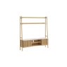 Soho Natural Oak Slatted 165cm Ladder TV Unit with Marble Top