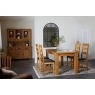 Salisbury Waxed Premium Oak Compact Ext Dining Table Set + 4 Slat Back PU Chairs