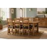 Salisbury Waxed Premium Oak Large Ext Dining Table Set + 6 Slat Back PU Chairs