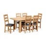 Salisbury Waxed Premium Oak Large Ext Dining Table Set + 6 Slat Back PU Chairs