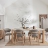 Arlo Natural Oak 190cm Travertine Ceramic Dining Table Set with 6 Leo Chairs Arlo Natural Oak 190cm Travertine Ceramic Dining Table Set with 6 Leo Chairs