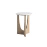 Portobello Oak Round Side Table with Travertine Top