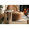 Portobello Oak Round Side Table with Travertine Top Portobello Oak Round Side Table with Travertine Top