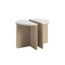 Portobello Oak Half Moon Nest of Tables with Travertine Top Portobello Oak Half Moon Nest of Tables with Travertine Top