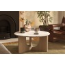 Portobello Oak Round Coffee Table with Travertine Top Portobello Oak Round Coffee Table with Travertine Top