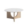 Portobello Oak Round Coffee Table with Travertine Top Portobello Oak Round Coffee Table with Travertine Top