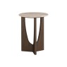 California Dark Oak Round Side Table with Travertine Top California Dark Oak Round Side Table with Travertine Top