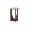 California Dark Oak Round Side Table with Travertine Top