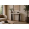 California Dark Oak Console Table with Travertine Top California Dark Oak Console Table with Travertine Top