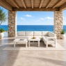 Sofia 6 Seater Luxury Corner Sofa Set in Taupe Aluminium & Slat Tables