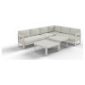 Sofia 6 Seater Luxury Corner Sofa Set in Taupe Aluminium & Slat Tables Sofia 6 Seater Luxury Corner Sofa Set in Taupe Aluminium & Slat Tables