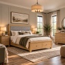 Normandy Chunky Country Oak Storage Bedframe with Grey Fabric Headboard Normandy Chunky Country Oak Storage Bedframe with Grey Fabric Headboard