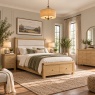 Normandy Chunky Country Oak Storage Bedframe with Cream Fabric Headboard Normandy Chunky Country Oak Storage Bedframe with Cream Fabric Headboard